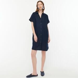 J. Crew Relaxed-fit short-sleeve Baird McNutt Irish linen shirtdress navy blue M